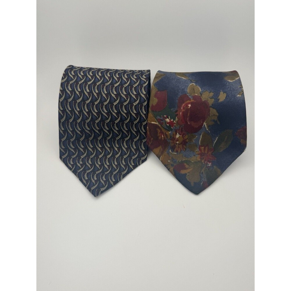Bugatti Silk Ties Lot of 2 Villa Bugatti Abstract Paisley Floral Print